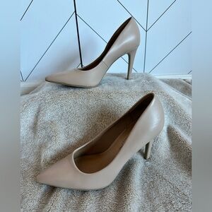 Christian Siriano Taupe Pointed-Toe Stiletto Pumps